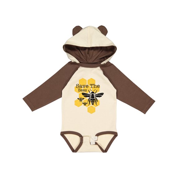 Inktastic Honeycomb Save The Bees Boys or Girls Long Sleeve Baby Bodysuit