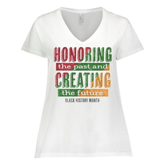 Inktastic Honoring the Past and Creating the Future Black History Women's Plus Size V-Neck T-Shirt