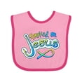 thumbnail image 1 of Inktastic Hooked on Jesus Christian Boys or Girls Baby Bib, 1 of 4