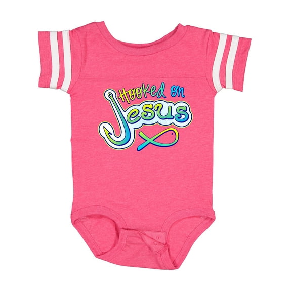 Inktastic Hooked on Jesus Christian Boys or Girls Baby Bodysuit