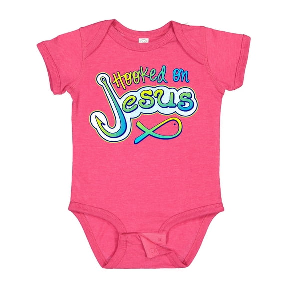 Inktastic Hooked on Jesus Christian Boys or Girls Baby Bodysuit