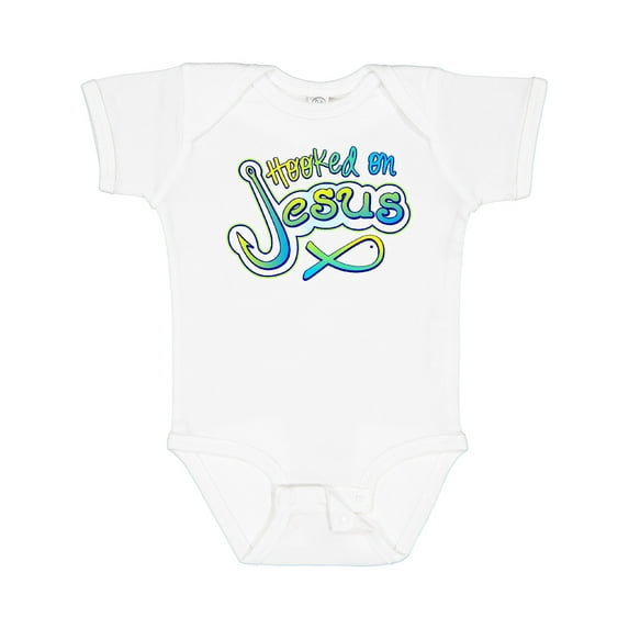 Inktastic Hooked on Jesus Christian Boys or Girls Baby Bodysuit