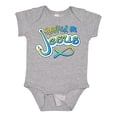 thumbnail image 1 of Inktastic Hooked on Jesus Christian Boys or Girls Baby Bodysuit, 1 of 5
