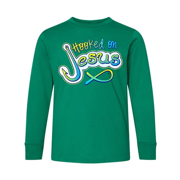 Inktastic Hooked on Jesus Christian Long Sleeve Youth T-Shirt