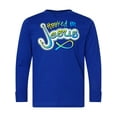 thumbnail image 1 of Inktastic Hooked on Jesus Christian Long Sleeve Youth T-Shirt, 1 of 5