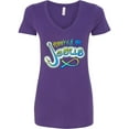 thumbnail image 1 of Inktastic Hooked on Jesus Christian Women's V-Neck T-Shirt, 1 of 5