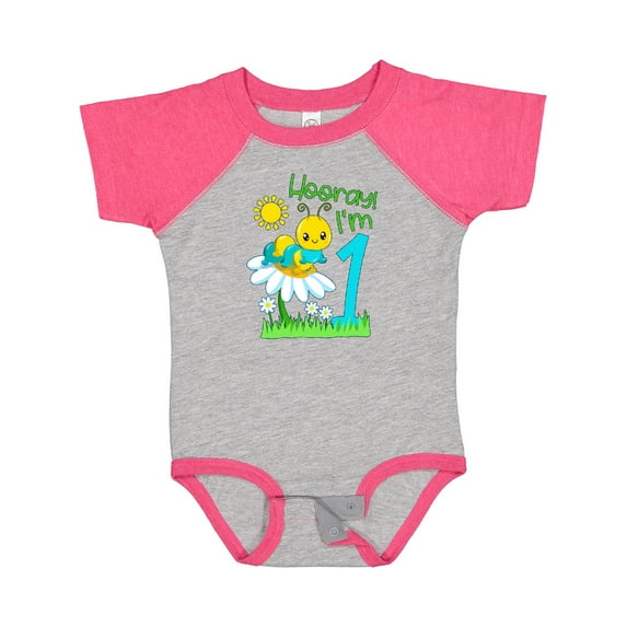 Inktastic Hooray, I'm One Cute Caterpillar Birthday Boys or Girls Baby Bodysuit