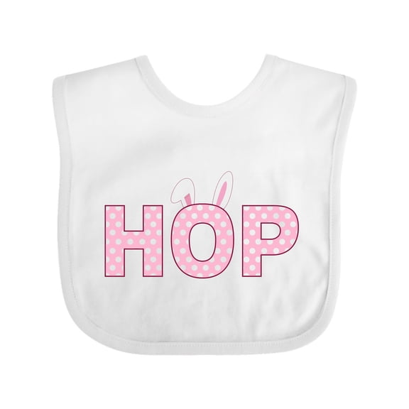 Inktastic Hop Bunny Ears in Pink Boys or Girls Baby Bib