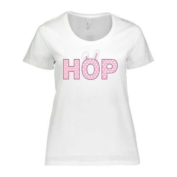 Inktastic Hop Bunny Ears in Pink Women's Plus Size T-Shirt