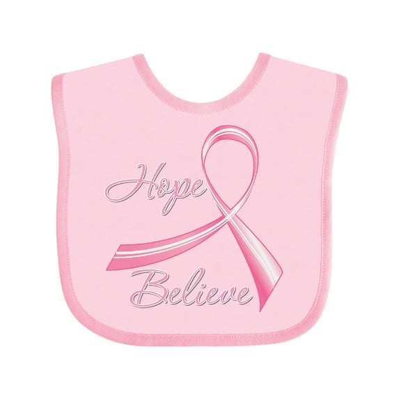 Inktastic Hope Believe Breast Cancer Ribbon Boys or Girls Baby Bib