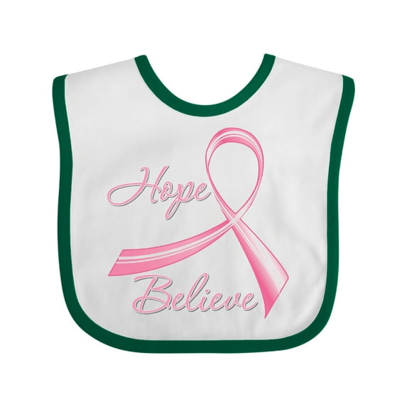 Inktastic Hope Believe Breast Cancer Ribbon Boys or Girls Baby Bib