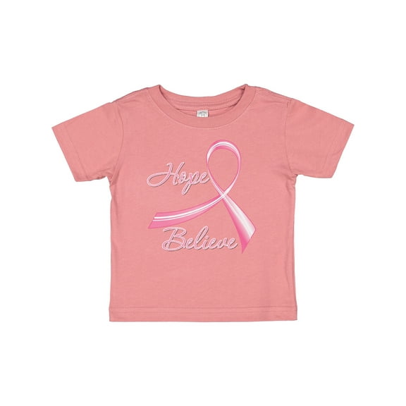 Inktastic Hope Believe Breast Cancer Ribbon Boys or Girls Baby T-Shirt