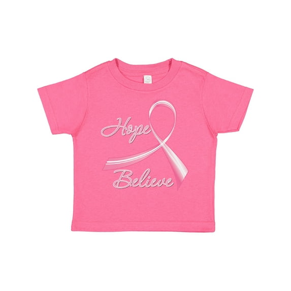 Inktastic Hope Believe Breast Cancer Ribbon Boys or Girls Toddler T-Shirt