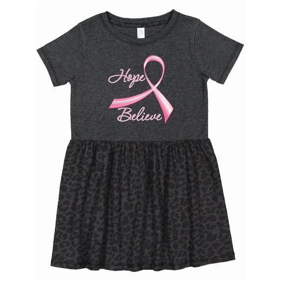 Inktastic Hope Believe Breast Cancer Ribbon Girls Toddler Dress