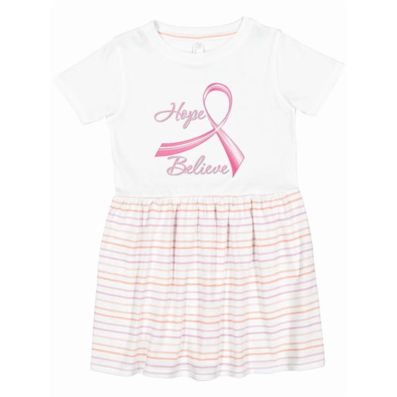 Inktastic Hope Believe Breast Cancer Ribbon Girls Toddler Dress