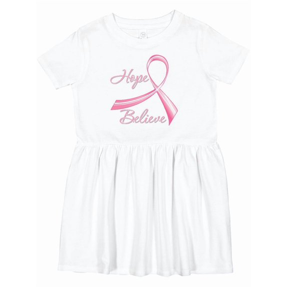 Inktastic Hope Believe Breast Cancer Ribbon Girls Toddler Dress