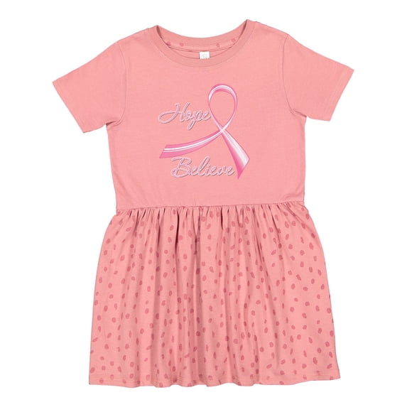 Inktastic Hope Believe Breast Cancer Ribbon Girls Toddler Dress