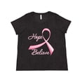 thumbnail image 1 of Inktastic Hope Believe Breast Cancer Ribbon Women's Plus Size T-Shirt, 1 of 5