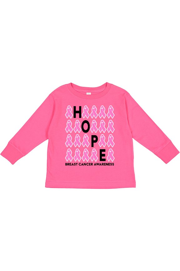 Hope Breast Cancer Awareness Boys or Girls Long Sleeve Toddler T-Shirt