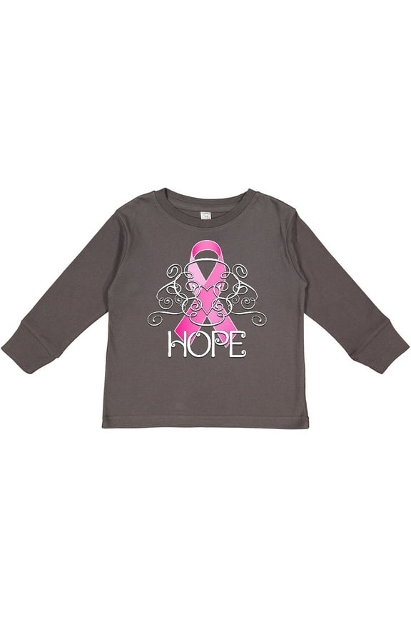 Hope- Pink Ribbon Breast Cancer Awareness Boys or Girls Long Sleeve Toddler T-Shirt