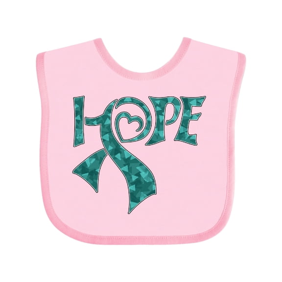 Inktastic Hope- Teal Ribbon for Awareness of Ovarian Cancer Boys or Girls Baby Bib