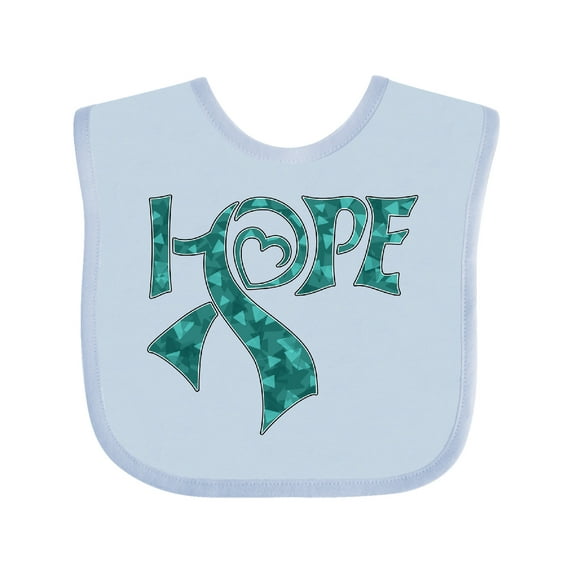 Inktastic Hope- Teal Ribbon for Awareness of Ovarian Cancer Boys or Girls Baby Bib