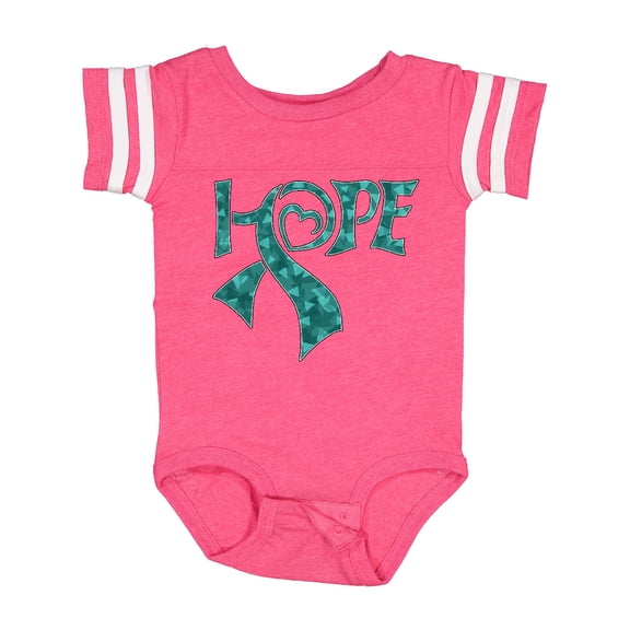 Inktastic Hope- Teal Ribbon for Awareness of Ovarian Cancer Boys or Girls Baby Bodysuit