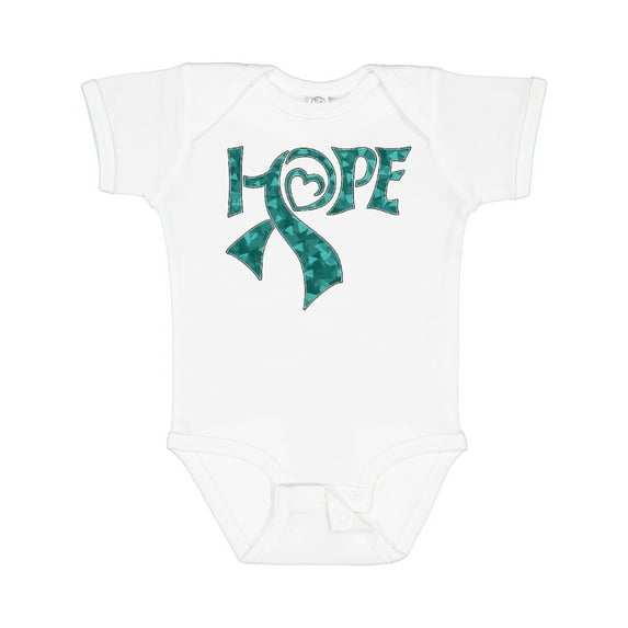 Inktastic Hope- Teal Ribbon for Awareness of Ovarian Cancer Boys or Girls Baby Bodysuit