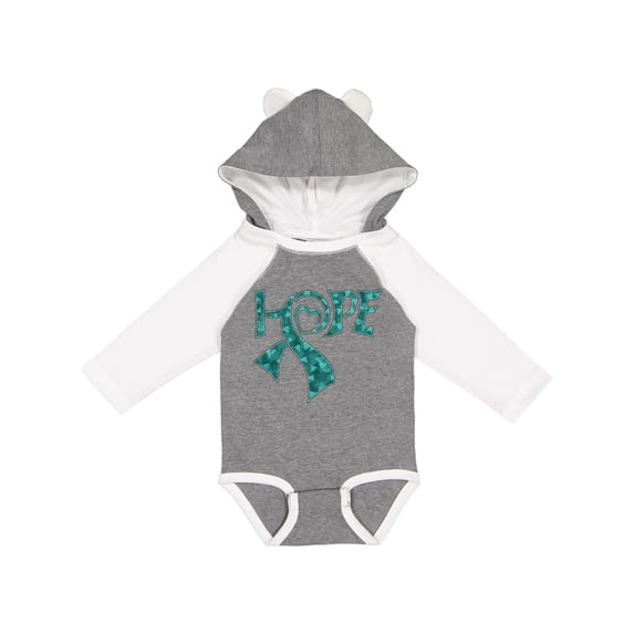 Inktastic Hope- Teal Ribbon for Awareness of Ovarian Cancer Boys or Girls Long Sleeve Baby Bodysuit