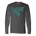 thumbnail image 1 of Inktastic Hope- Teal Ribbon for Awareness of Ovarian Cancer Long Sleeve T-Shirt, 1 of 5
