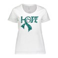 thumbnail image 1 of Inktastic Hope- Teal Ribbon for Awareness of Ovarian Cancer Women's Plus Size T-Shirt, 1 of 5