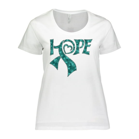 Inktastic Hope- Teal Ribbon for Awareness of Ovarian Cancer Women's Plus Size T-Shirt