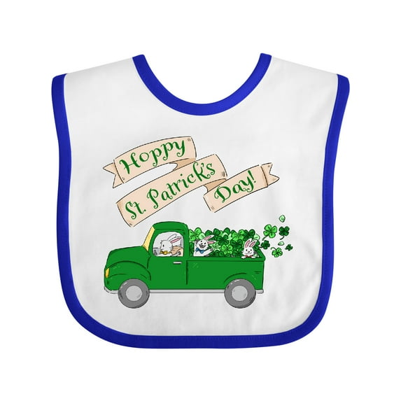 Inktastic Hoppy St. Patrick's Day Green Bunny Truck Boys or Girls Baby Bib