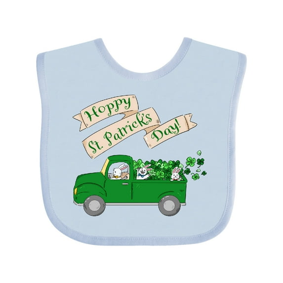 Inktastic Hoppy St. Patrick's Day Green Bunny Truck Boys or Girls Baby Bib