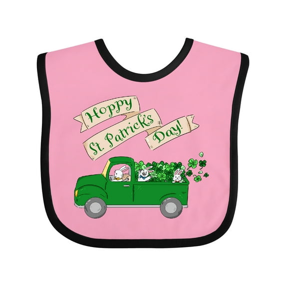 Inktastic Hoppy St. Patrick's Day Green Bunny Truck Boys or Girls Baby Bib