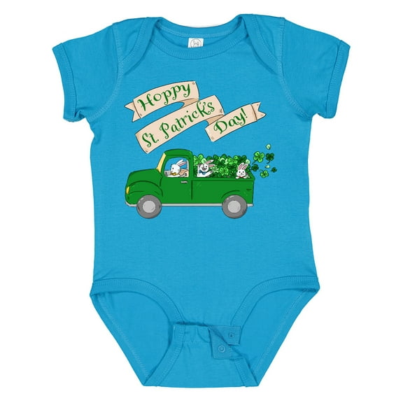 Inktastic Hoppy St. Patrick's Day Green Bunny Truck Boys or Girls Baby Bodysuit