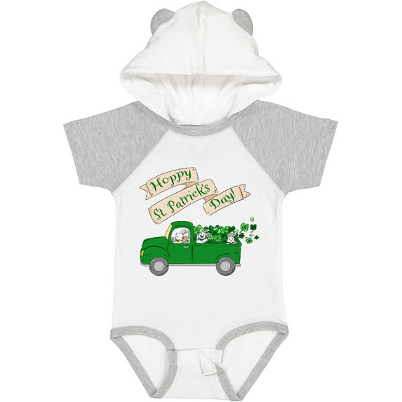Inktastic Hoppy St. Patrick's Day Green Bunny Truck Boys or Girls Baby Bodysuit