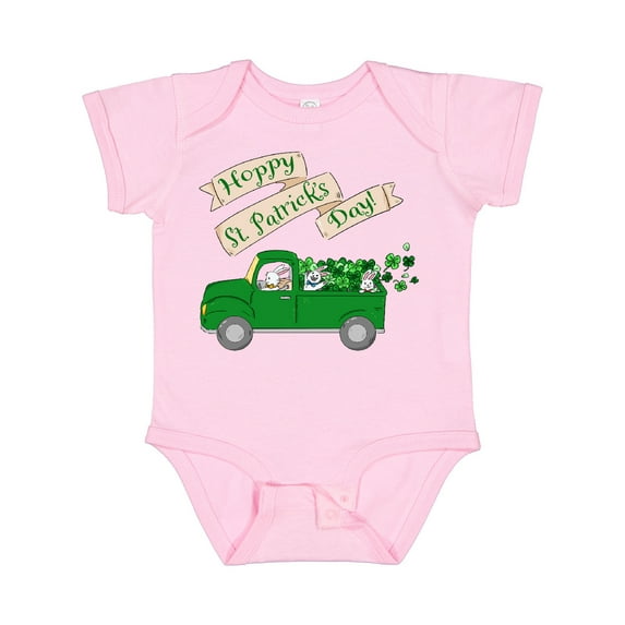 Inktastic Hoppy St. Patrick's Day Green Bunny Truck Boys or Girls Baby Bodysuit