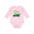 thumbnail image 1 of Inktastic Hoppy St. Patrick's Day Green Bunny Truck Boys or Girls Long Sleeve Baby Bodysuit, 1 of 5