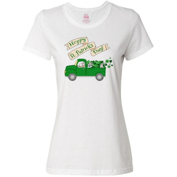 Inktastic Hoppy St. Patrick's Day Green Bunny Truck Women's T-Shirt