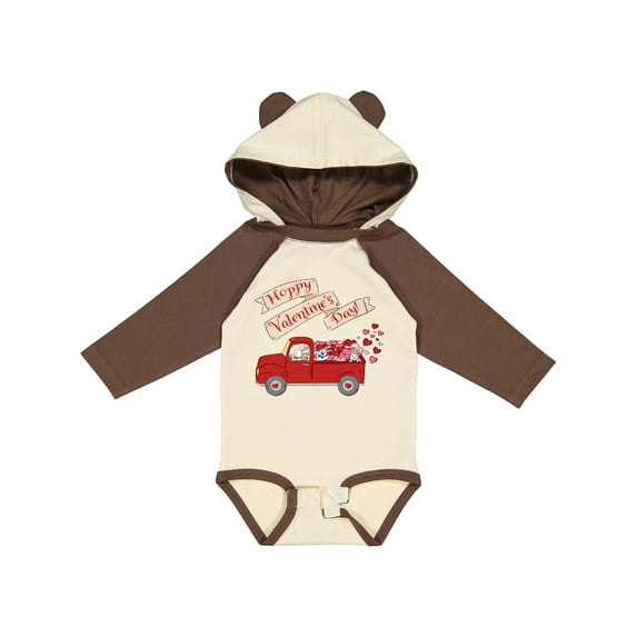 Inktastic Hoppy Valentine's Day Bunny Truck with Hearts Boys or Girls Long Sleeve Baby Bodysuit