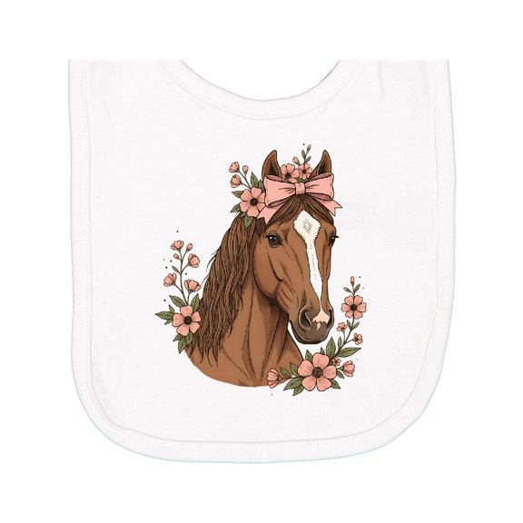 Inktastic Horse Girl Flowered Cute Newborn Bib