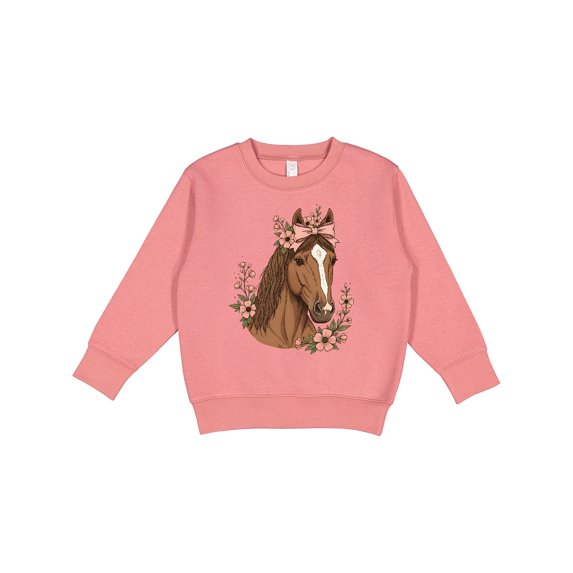 Inktastic Horse Girl Flowered Cute Toddler Sweatshirt