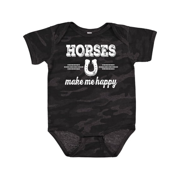 Inktastic Horses Make Me Happy Boys or Girls Baby Bodysuit