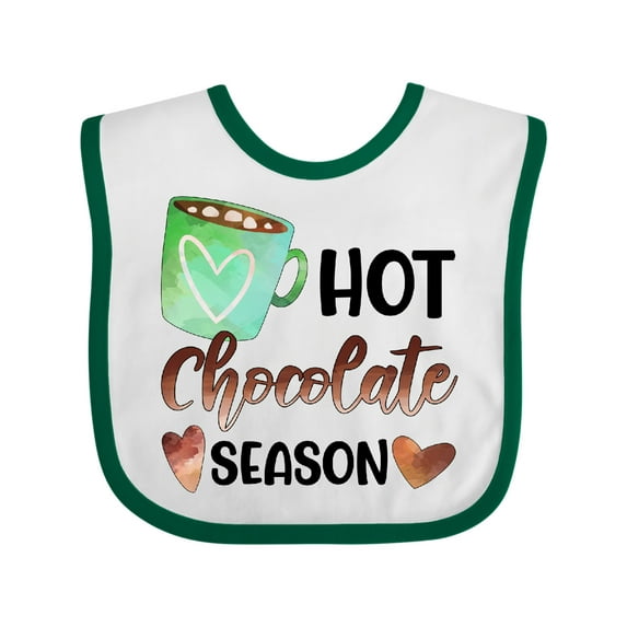 Inktastic Hot Chocolate Season with Green Mug and Hearts Boys or Girls Baby Bib