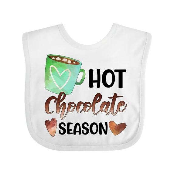 Inktastic Hot Chocolate Season with Green Mug and Hearts Boys or Girls Baby Bib