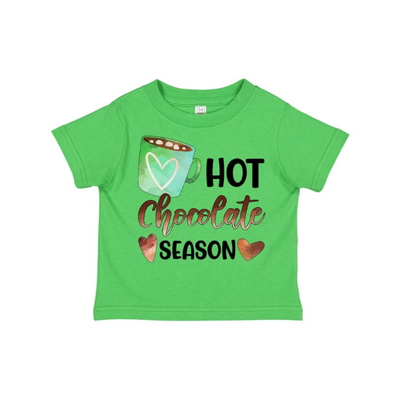 Inktastic Hot Chocolate Season with Green Mug and Hearts Boys or Girls Toddler T-Shirt