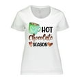 thumbnail image 1 of Inktastic Hot Chocolate Season with Green Mug and Hearts Women's Plus Size T-Shirt, 1 of 5