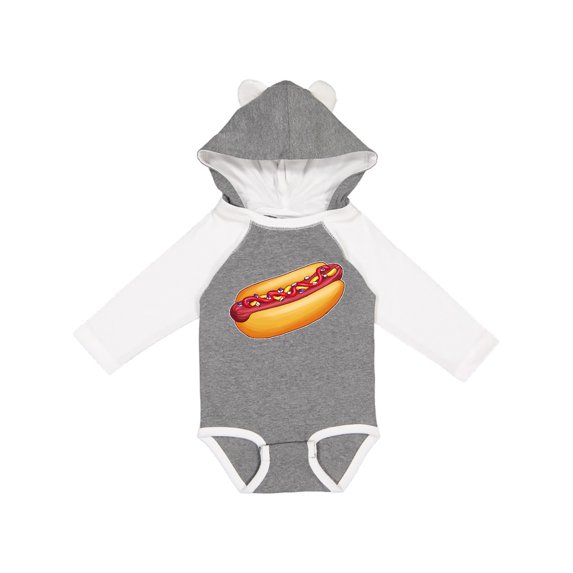 Inktastic Hot Dog Illustration with Mustard Onions and Ketchup Boys or Girls Long Sleeve Baby Bodysuit