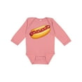 thumbnail image 1 of Inktastic Hot Dog Illustration with Mustard Onions and Ketchup Boys or Girls Long Sleeve Baby Bodysuit, 1 of 5